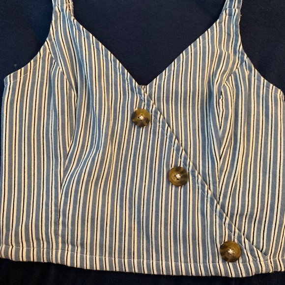 Hollister Cropped Tank Top Blue Striped XS - Picture 3 of 4